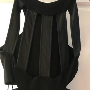 Sexy black dress with leather details